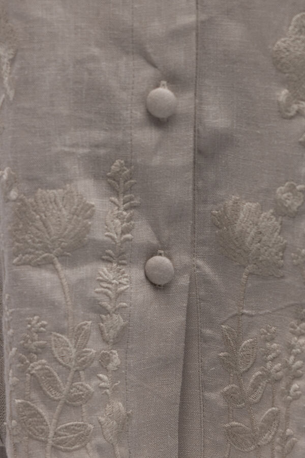 Nakış İşlemeli Keten Gömlek Stone - 2