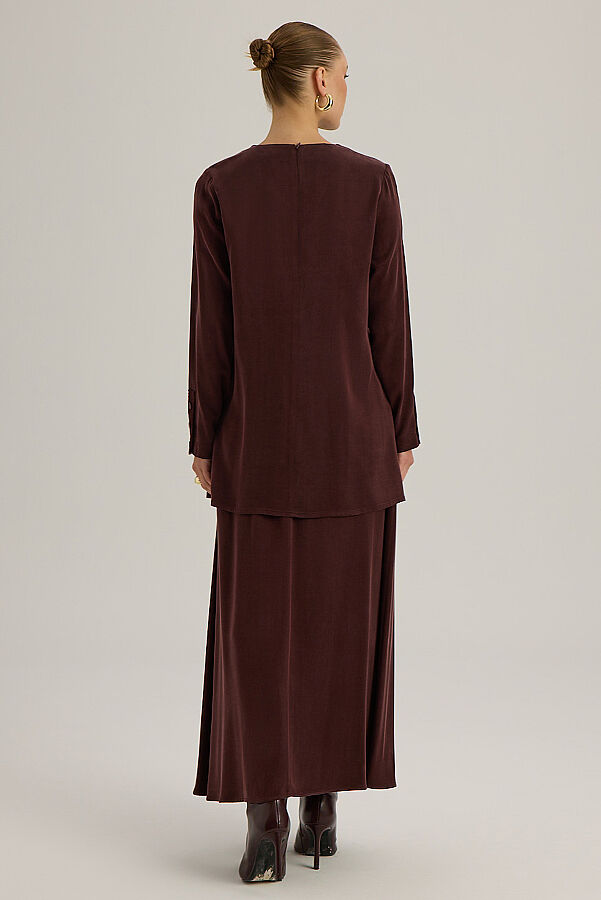  Omuzu Katlama Detaylı Tunik Bordo - 5