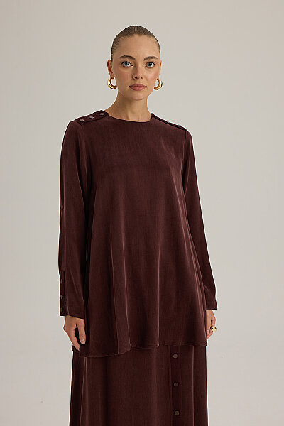  Omuzu Katlama Detaylı Tunik Bordo - 4