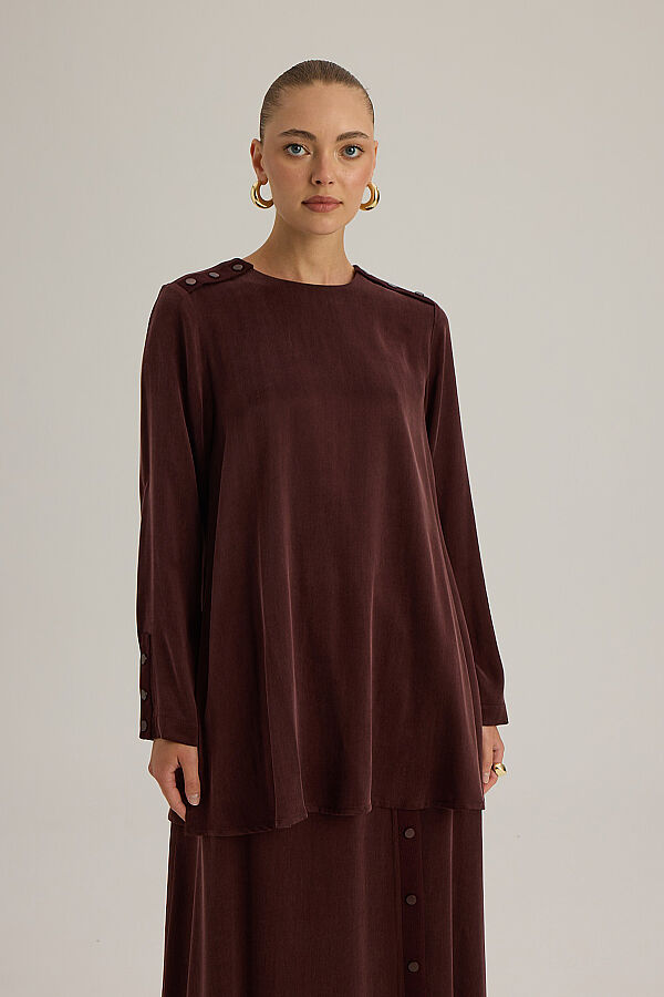  Omuzu Katlama Detaylı Tunik Bordo - 4