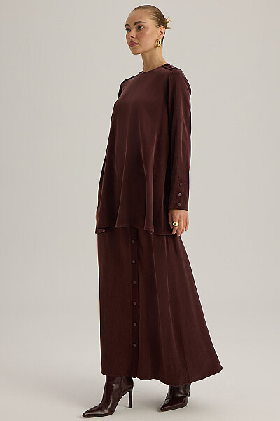  Omuzu Katlama Detaylı Tunik Bordo - 3