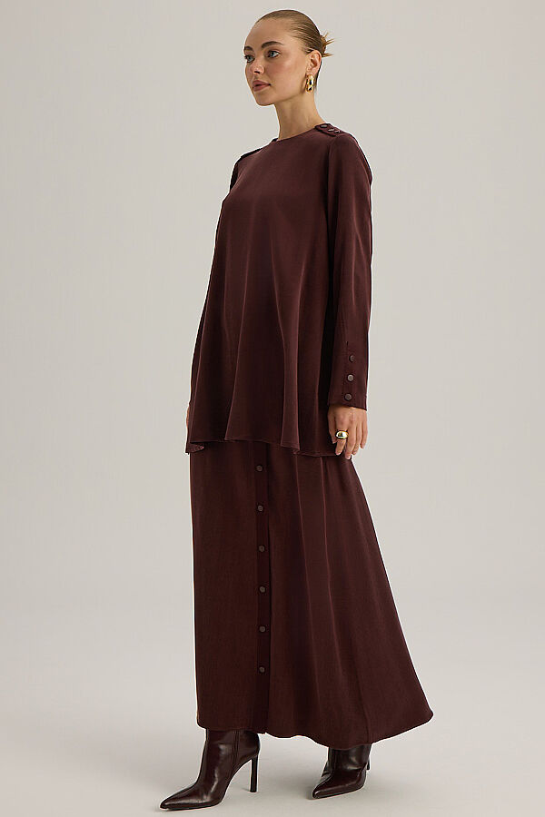  Omuzu Katlama Detaylı Tunik Bordo - 3