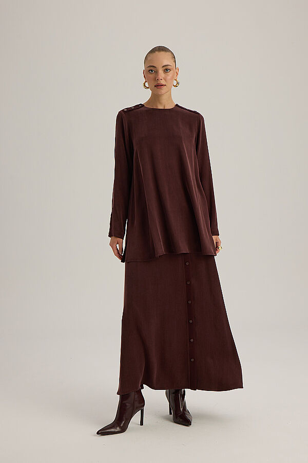  Omuzu Katlama Detaylı Tunik Bordo - 2