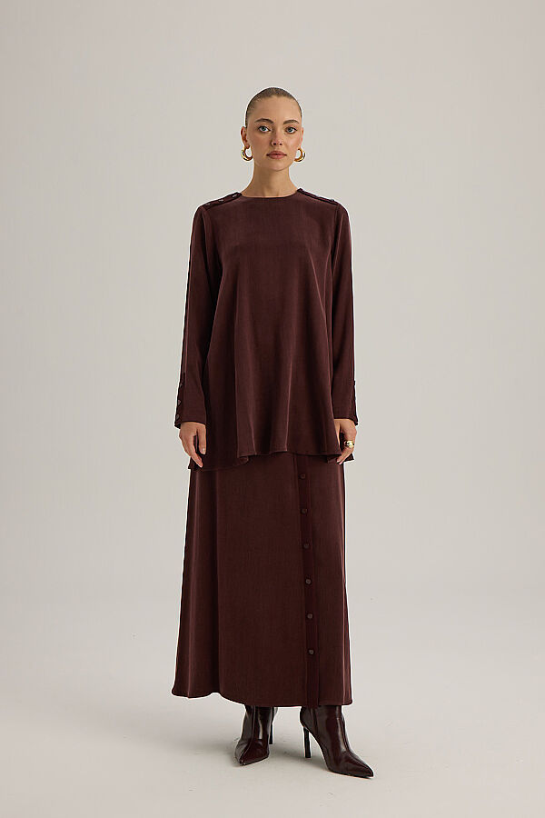  Omuzu Katlama Detaylı Tunik Bordo - 1