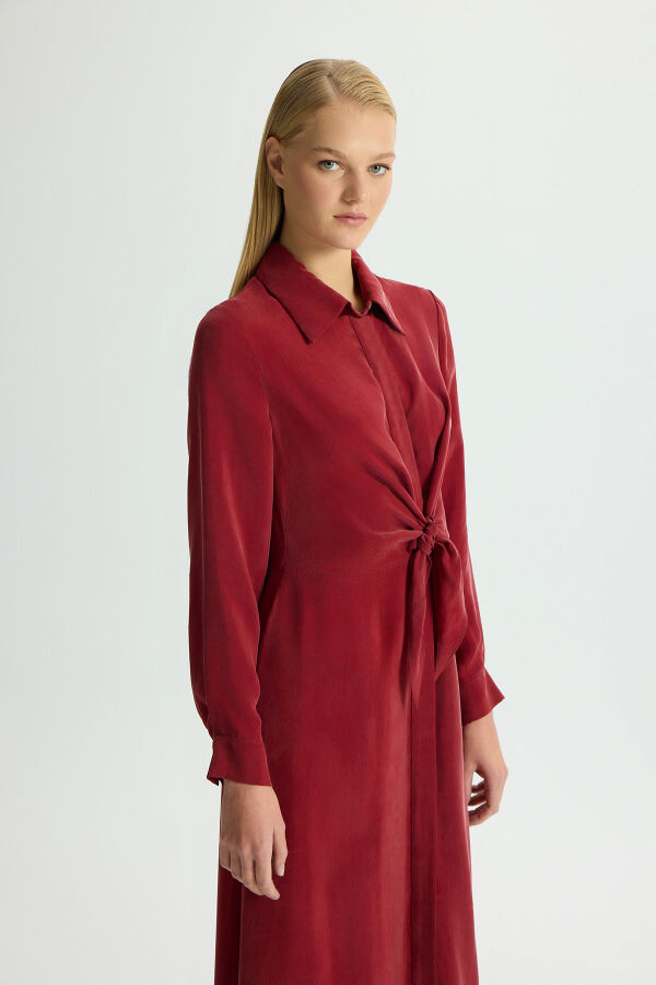 Cupro Dress with Front Tie Detail - 2