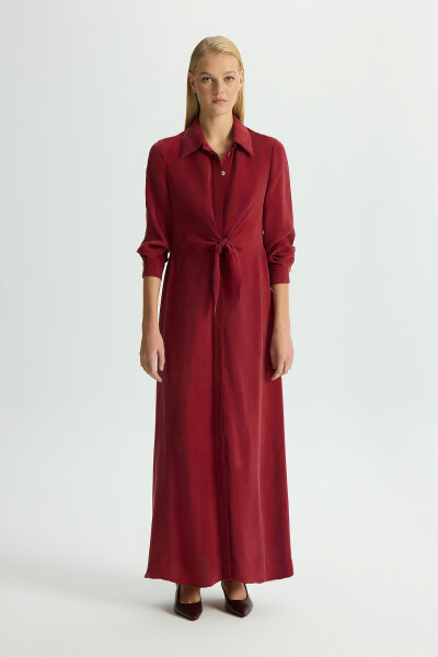 Cupro Dress with Front Tie Detail 
