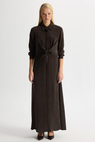 Cupro Dress with Front Tie Detail - MISS DALIDA