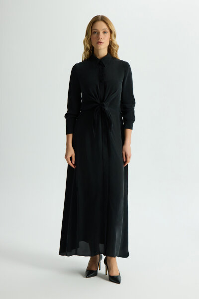 Cupro Dress with Front Tie Detail 