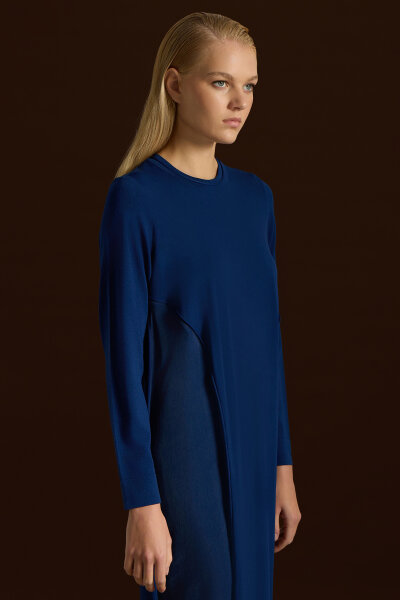 Knit Dress with Cupro Detail on the Front - 3