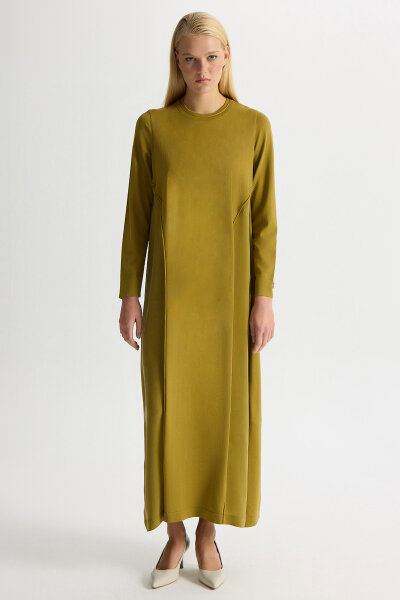 Knit Dress with Cupro Detail on the Front 