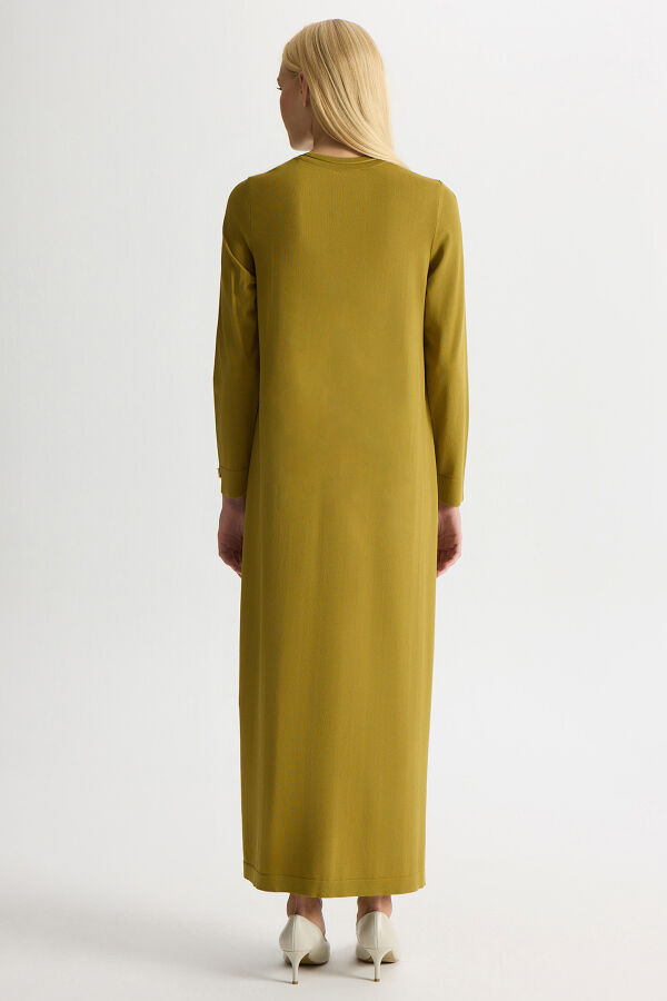 Ön Kısmı Cupro Detaylı triko Elbise Amber - 4