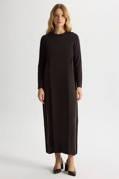 Knit Dress with Cupro Detail on the Front 