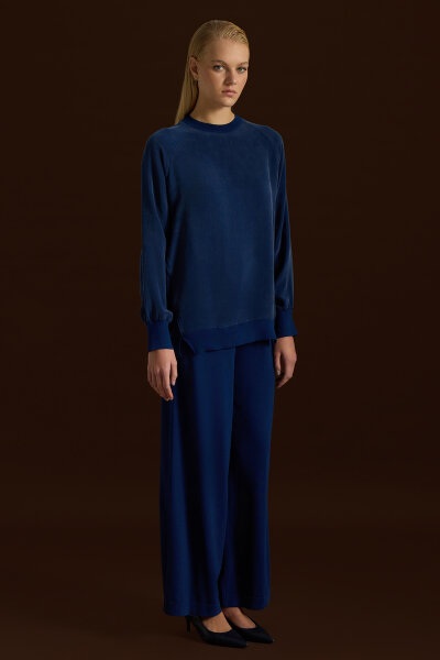 Ön Kısmı Cupro Tunik Navy - 4