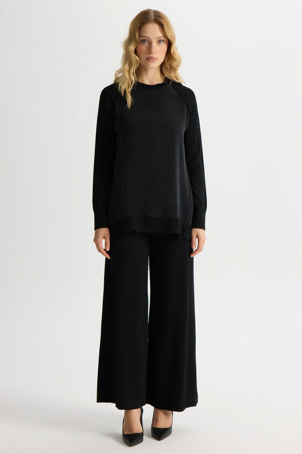 Ön Kısmı Cupro Tunik Siyah - 4