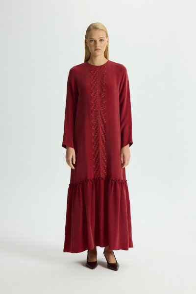 Cupro Dress with Lace Front 