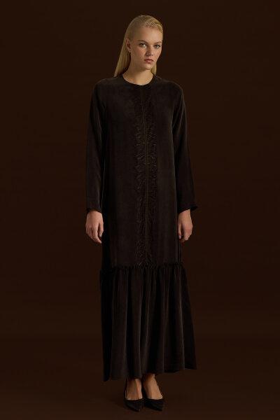 Cupro Dress with Lace Front 