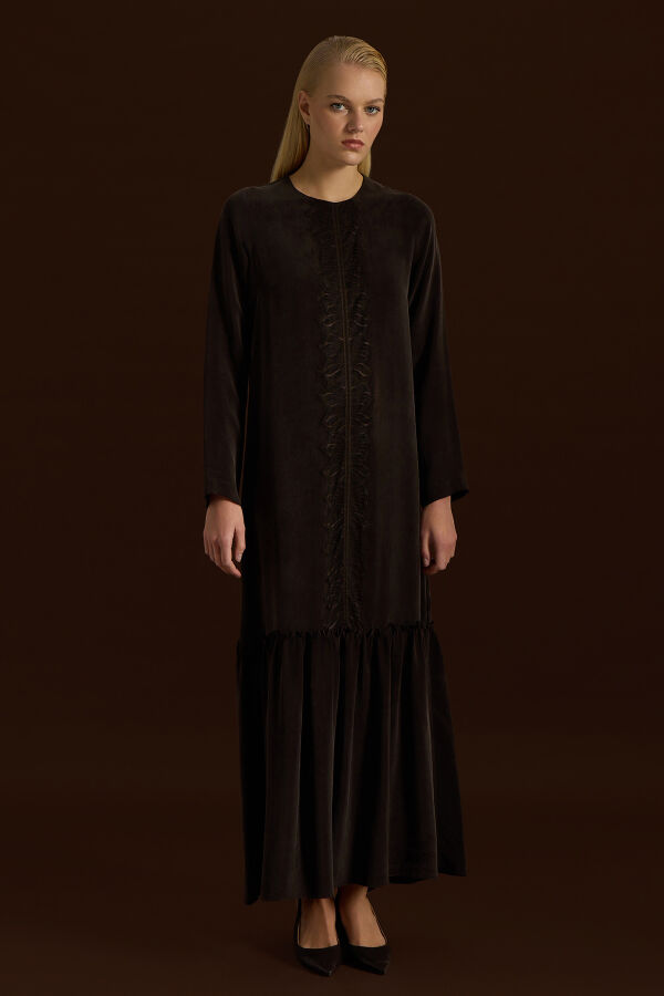 Cupro Dress with Lace Front - 1