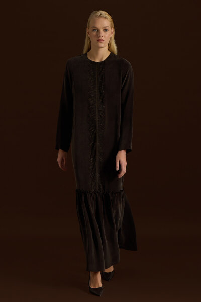 Cupro Dress with Lace Front - 2