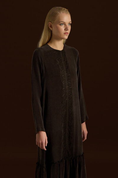 Cupro Dress with Lace Front - 3