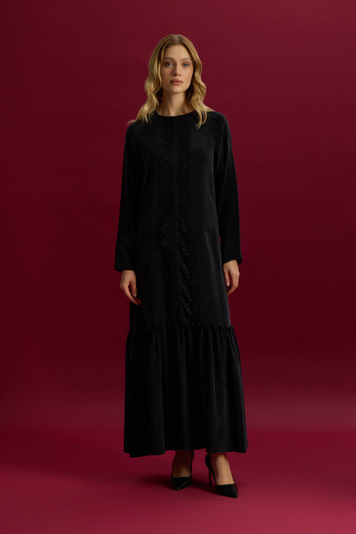 Cupro Dress with Lace Front 