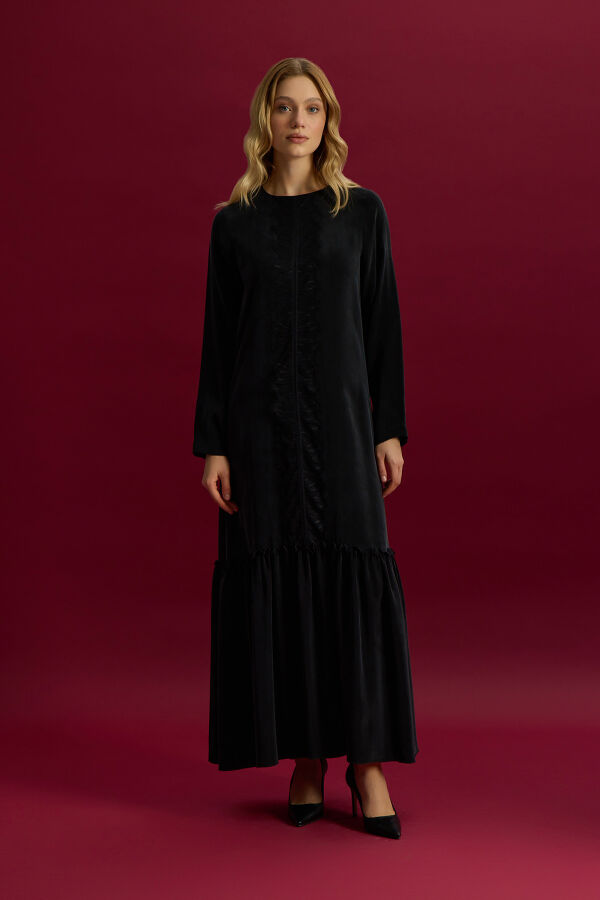 Cupro Dress with Lace Front - 1