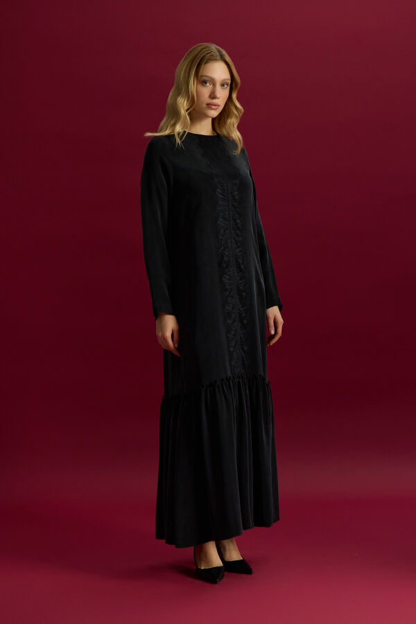 Cupro Dress with Lace Front - 2