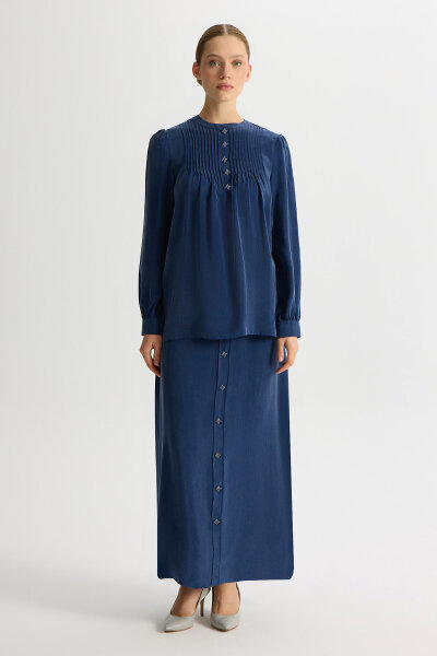 Cupro Skirt with Buttons on the Front - 1