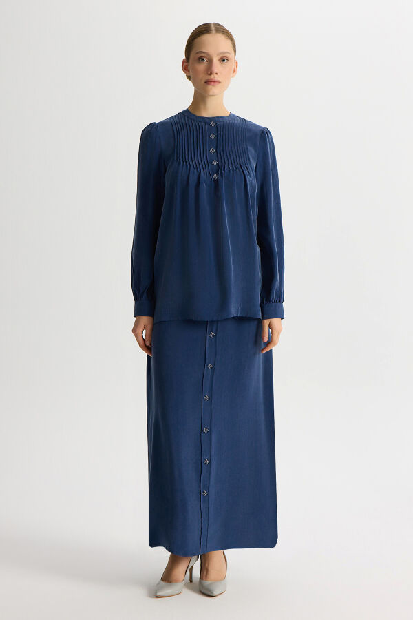 Cupro Skirt with Buttons on the Front - 1