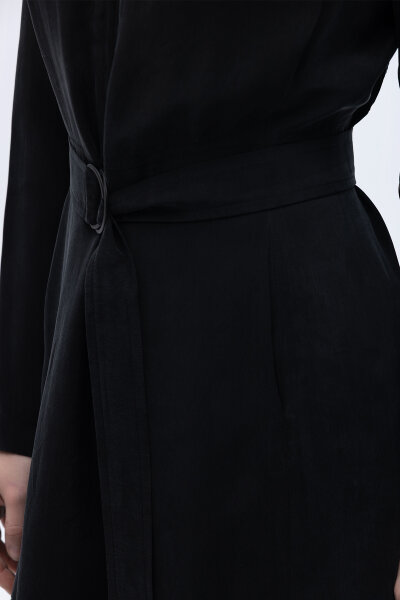 Önü Fermuarlı Cupro Tulum Siyah - 4