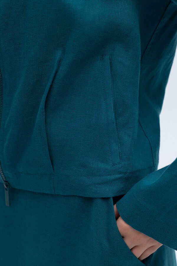 Önü Fermuarlı Kısa Keten Ceket North Sea - 2