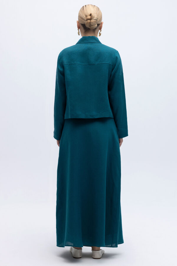 Önü Fermuarlı Kısa Keten Ceket North Sea - 3