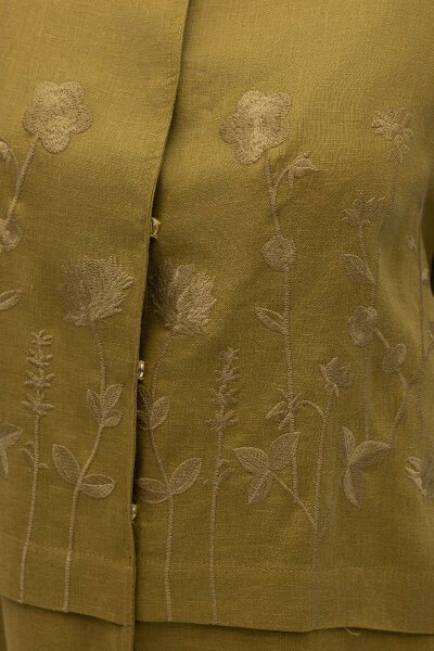 Önü Nakışlı Hakim Yaka Ceket Amber - 3