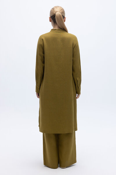 Önü Nakışlı Hakim Yaka Ceket Amber - 4