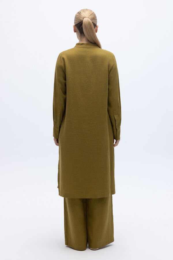 Önü Nakışlı Hakim Yaka Ceket Amber - 4