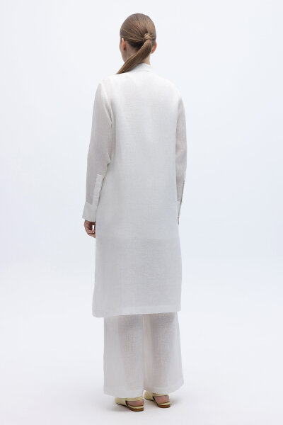 Önü Nakışlı Hakim Yaka Ceket Ekru - MISS DALIDA (1)