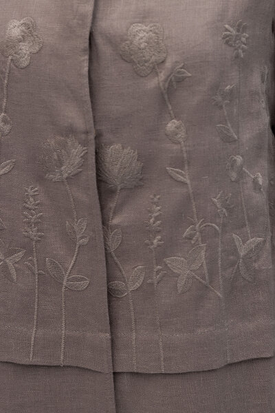 Önü Nakışlı Hakim Yaka Ceket Mink - 4