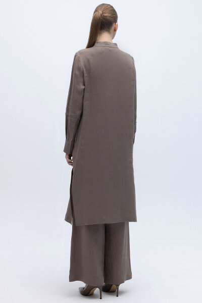 Önü Nakışlı Hakim Yaka Ceket Mink - 5