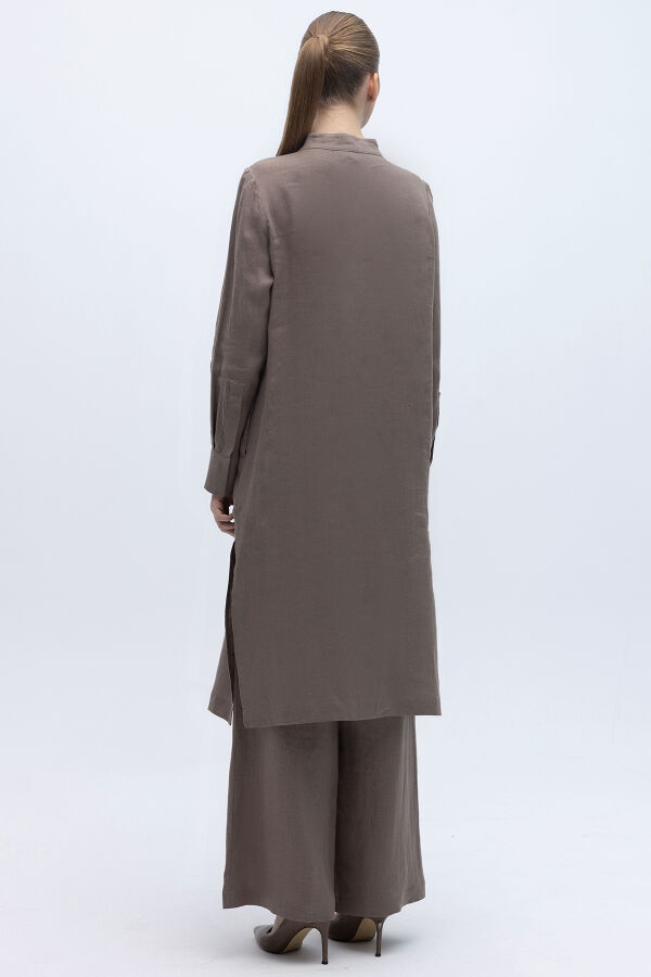 Önü Nakışlı Hakim Yaka Ceket Mink - 5