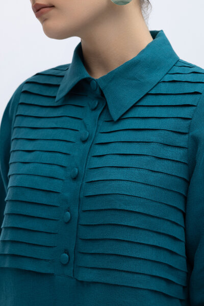 Önü Nervürlü Keten Gömlek North Sea - 2