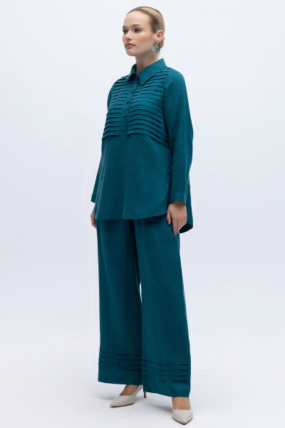 Önü Nervürlü Keten Gömlek North Sea - 4