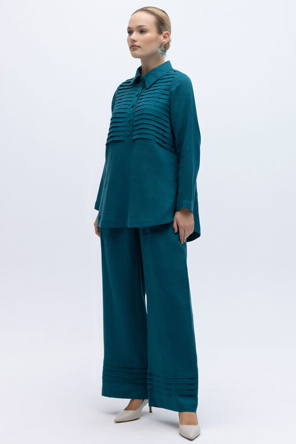 Önü Nervürlü Keten Gömlek North Sea - 4