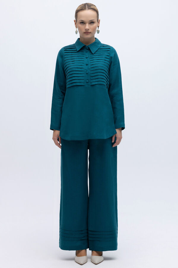 Önü Nervürlü Keten Gömlek North Sea - 5