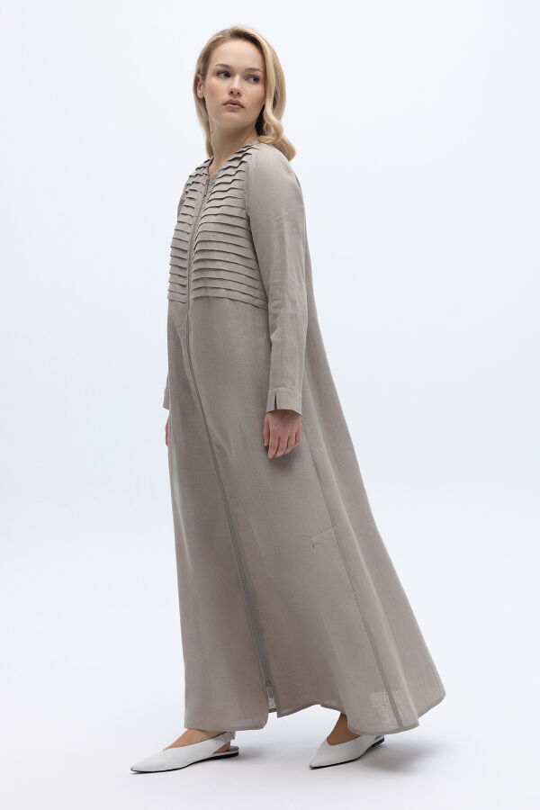 Önü Nervürlü Uzun Keten Kap Stone - 2