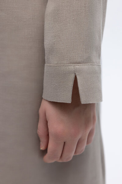 Önü Nervürlü Uzun Keten Kap Stone - 4