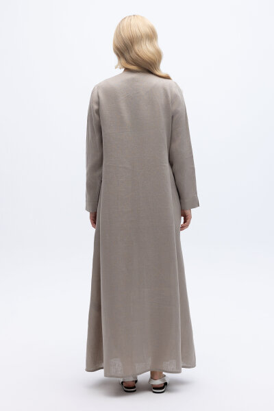 Önü Nervürlü Uzun Keten Kap Stone - 5