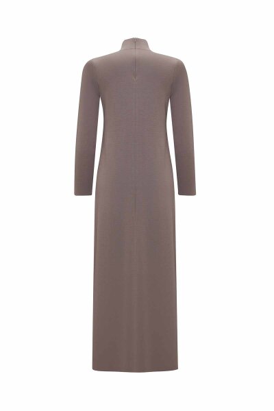 T26K-4014 Önü Örgü Teknikli Düz Renk Elbise CAPRI-MINK - MISS DALIDA (1)