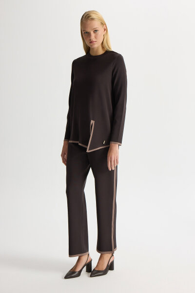 Knit Tunic with Front Slit and Tiktok Detail 