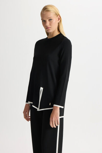 Knit Tunic with Front Slit and Tiktok Detail 
