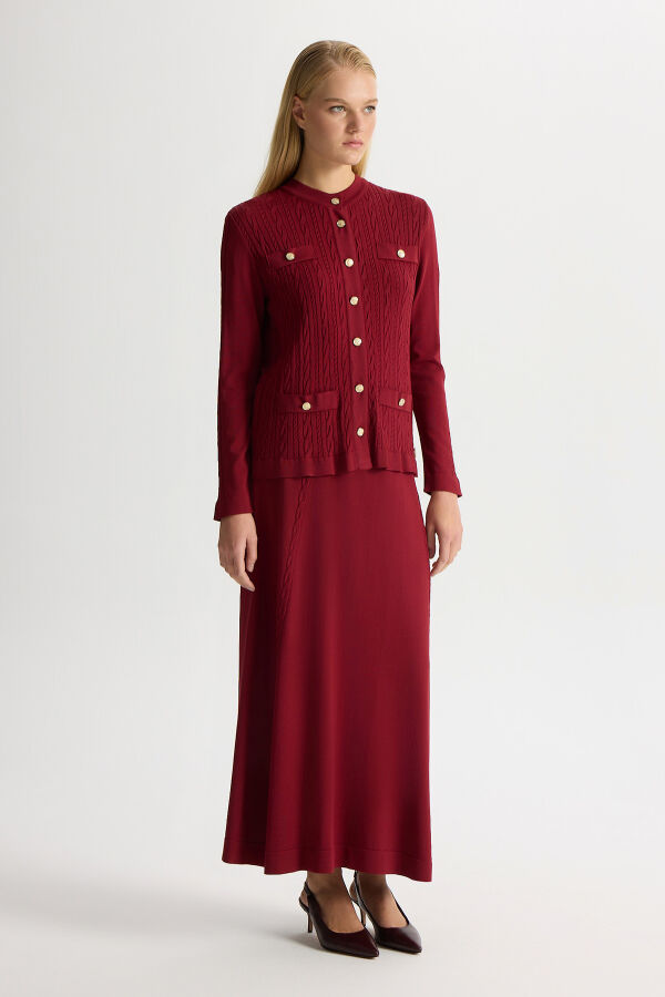 Plain Color Knitwear Skirt with Knitting Technique - 1