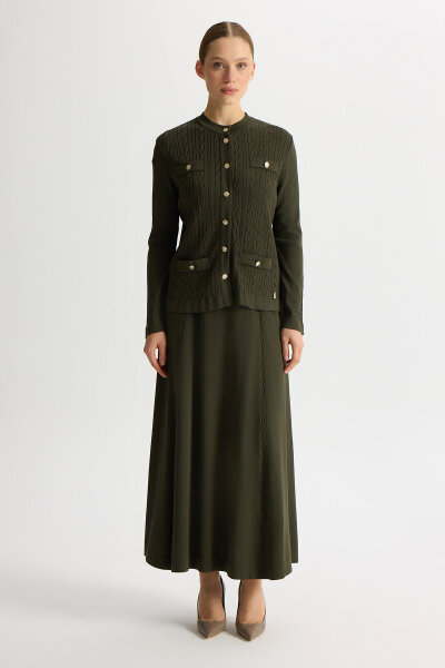 Plain Color Knitwear Skirt with Knitting Technique - MISS DALIDA